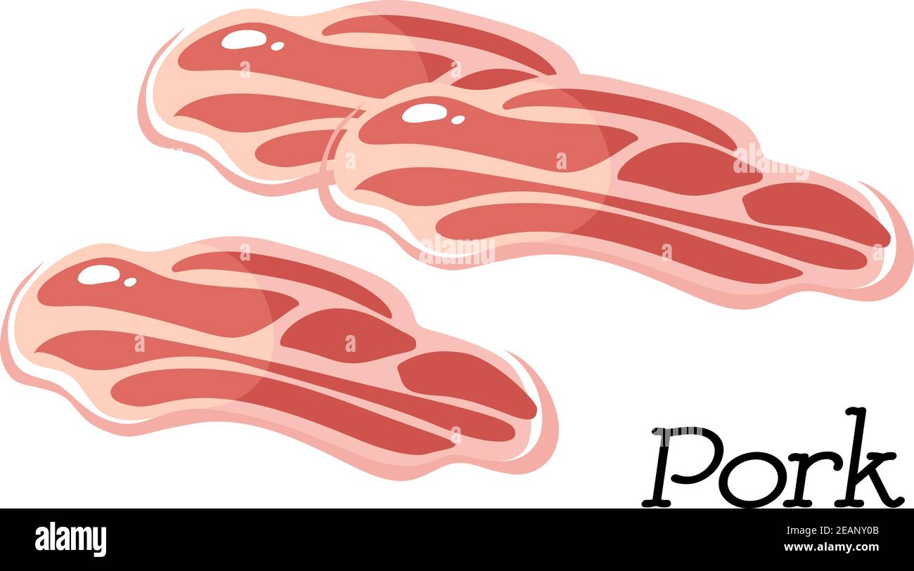 Frische Cartoon leckere Schweinefleisch isoliert auf weißem Hintergrund, für Lebensmittel und Restaurant-Design Stock Vektor