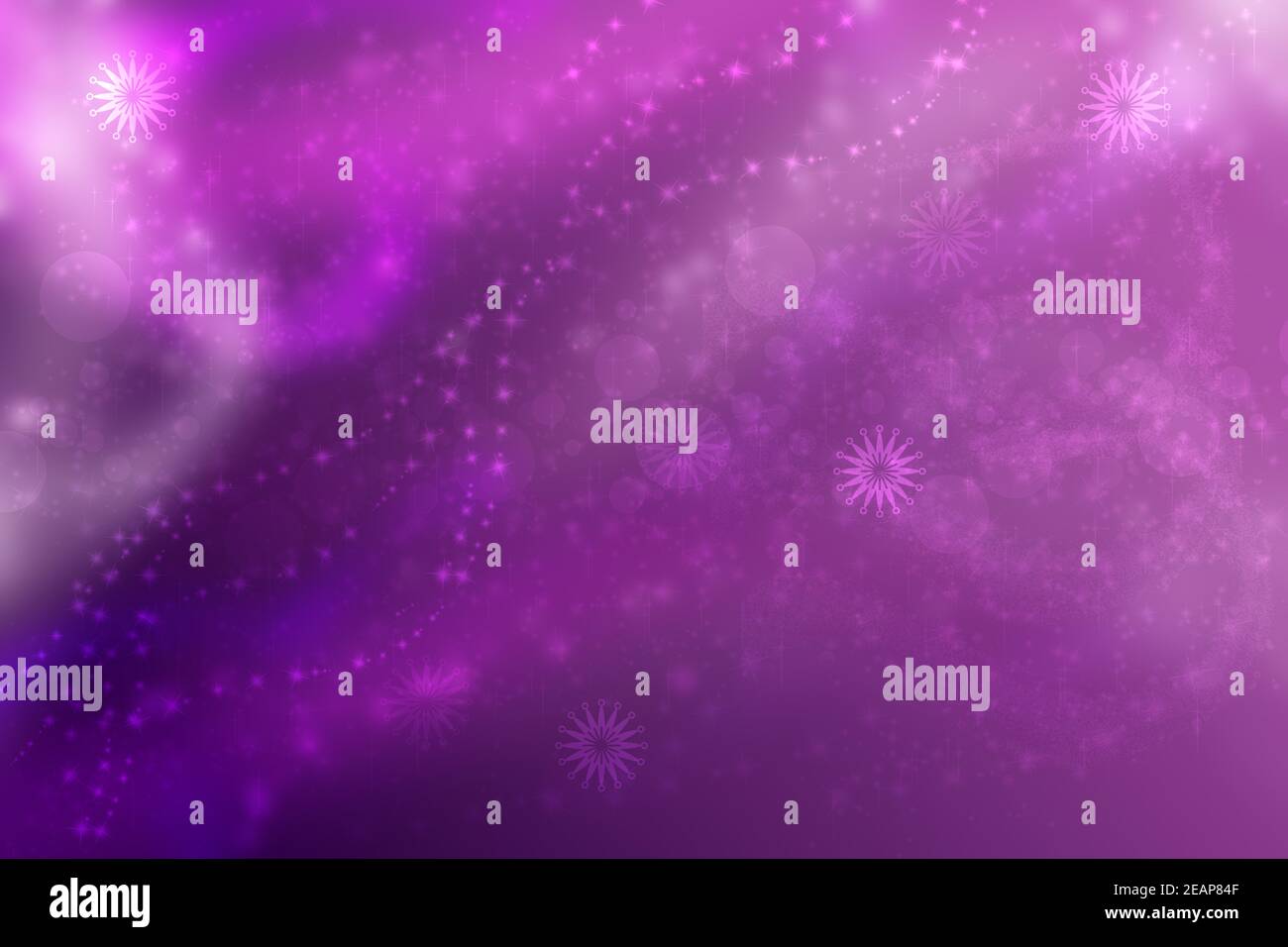 Eine festliche abstrakte Gradienten lila rosa Hintergrund Textur mit glitzernden Sternen und Bokeh Kreise. Kartenkonzept für Happy New Year, Party-Einladung, valentinstag oder andere Feiertage. Stockfoto