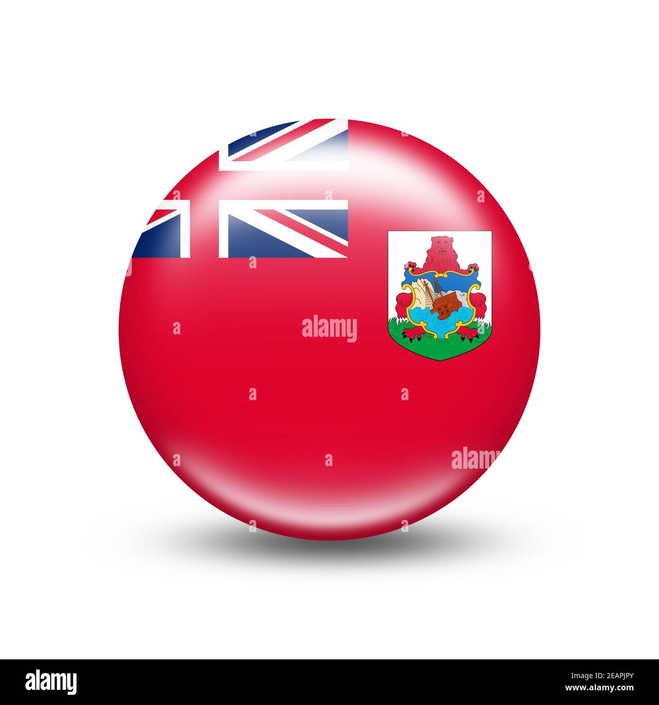 Bermuda-Landflagge in Kugel mit weißem Schatten Stockfoto