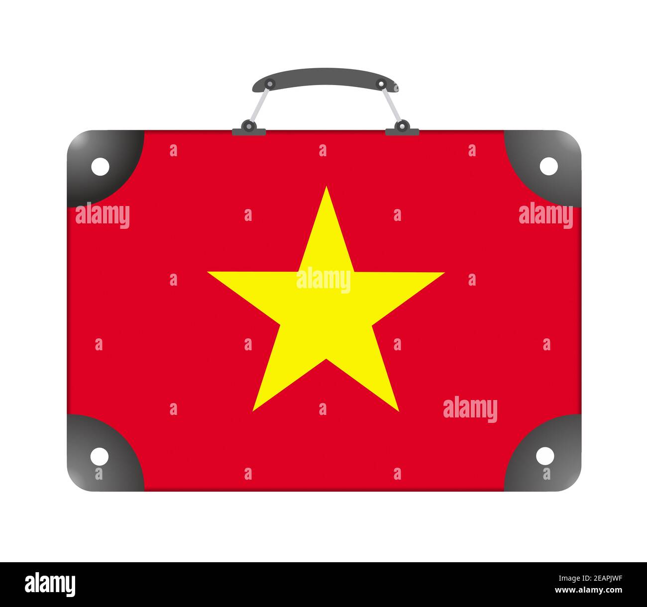 Vietnam-Landesflagge in Form eines Reisekoffers Auf weißem Hintergrund Stockfoto