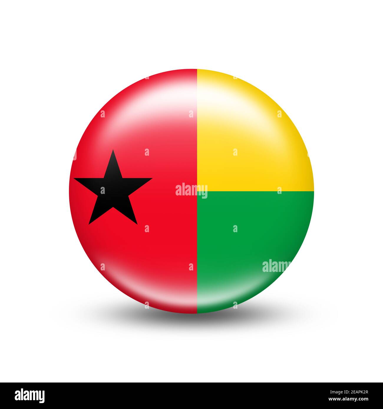 Guinea - Bissau Landesflagge mit weißem Schatten Stockfoto