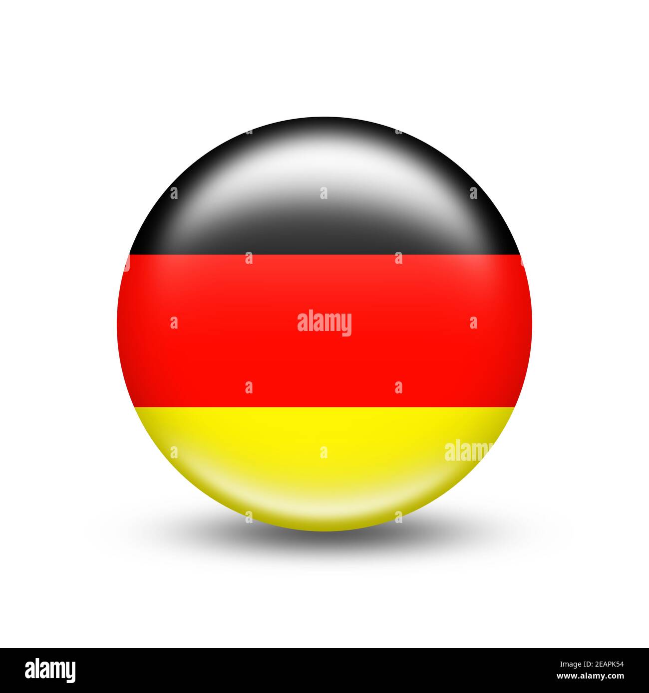 Flagge des europäischen Landes Deutschland mit weißem Schatten Stockfoto