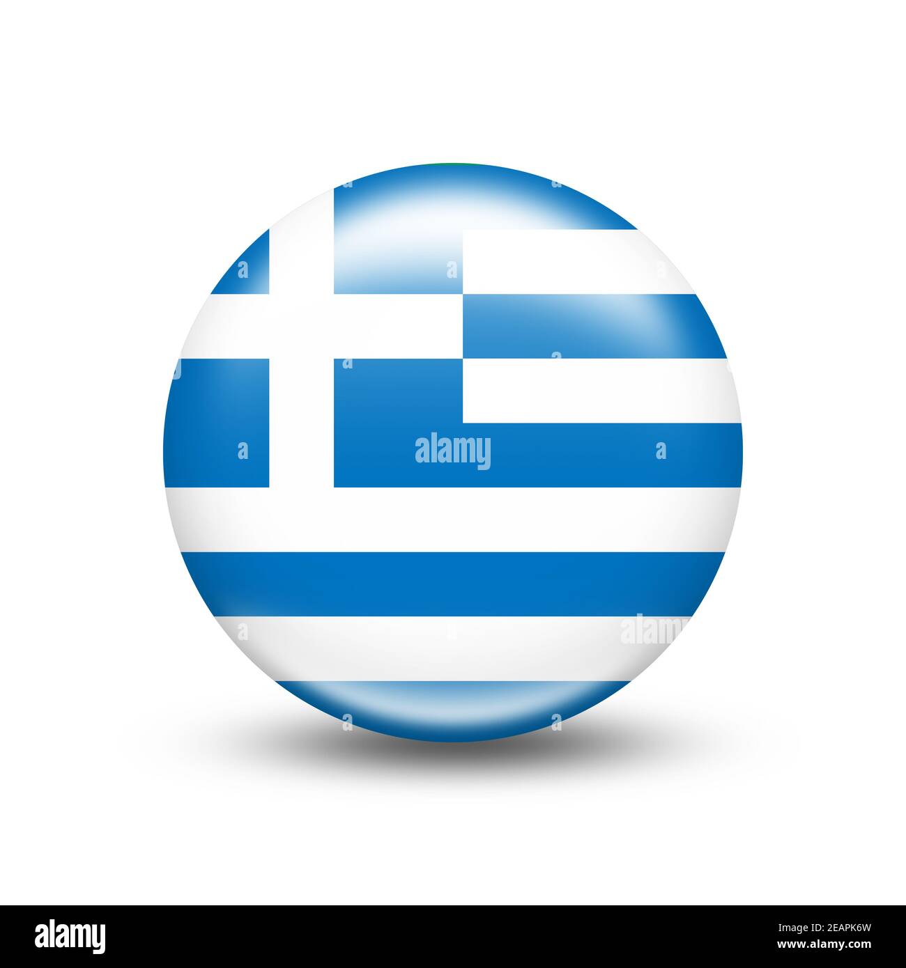 Griechenland Landesflagge in Kugel mit weißem Schatten Stockfoto
