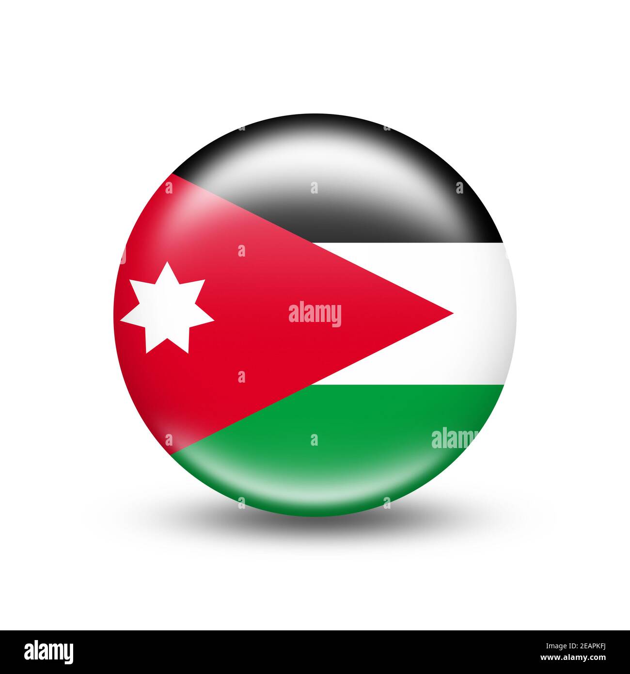 Jordan Land Flagge Kreis mit weißem Schatten Stockfoto