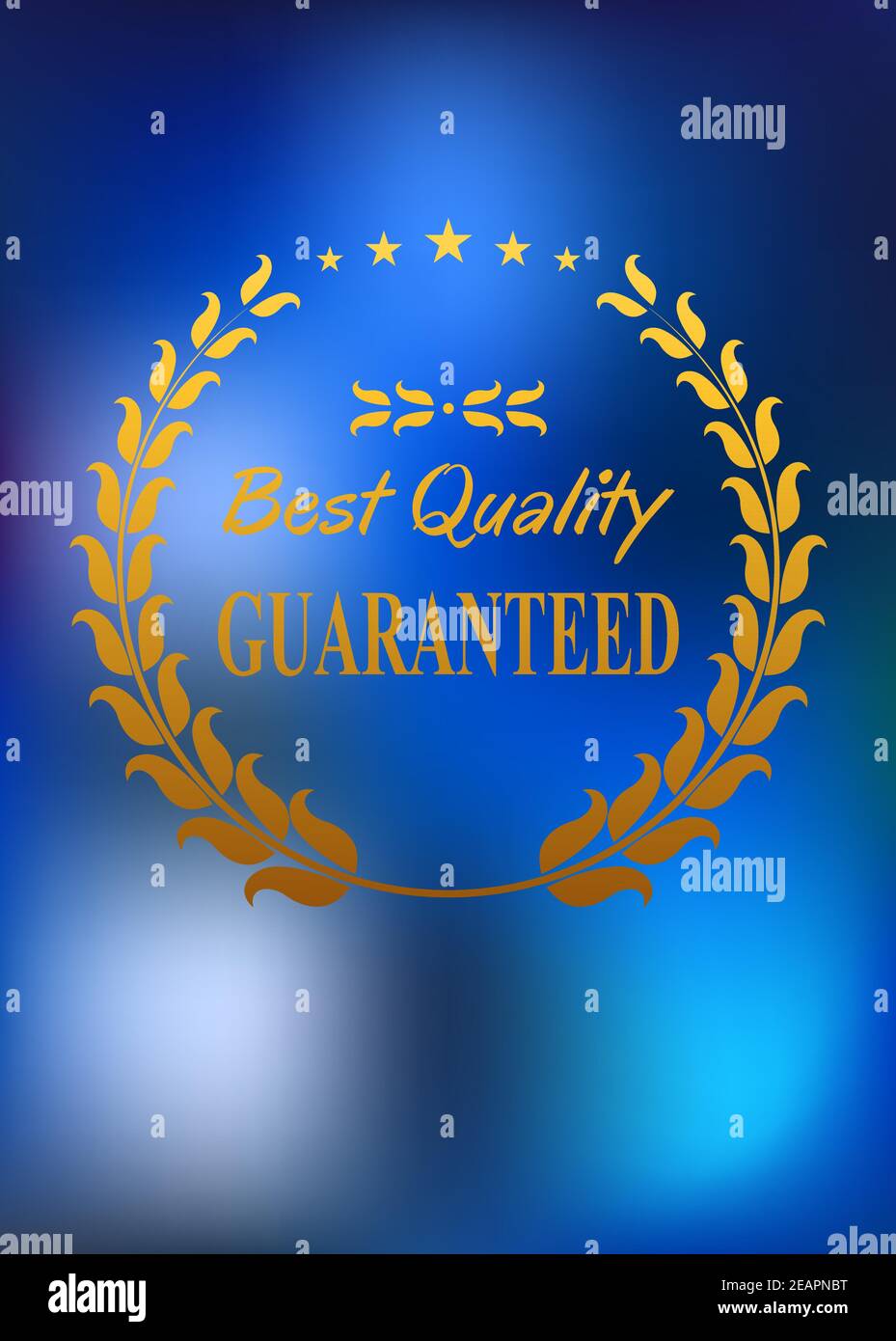 Beste Qualität garantiert Produkt goldenes Etikett oder Emblem mit Zeichen im Retro-Stil für Kommerz-Poster, Logo und Marktdesign Stock Vektor