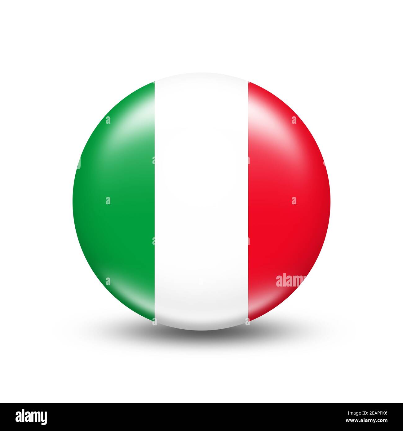 Italien Landesflagge im Kreis mit weißem Schatten Stockfoto