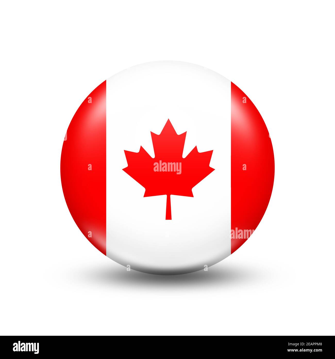 Kanada Landesflagge im Kreis mit weißem Schatten Stockfoto