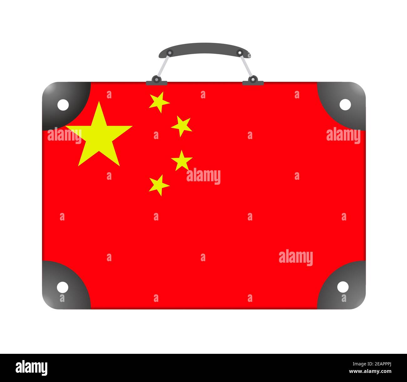 Flagge des Landes China in Form von Ein Koffer für Reisen auf weißem Hintergrund Stockfoto