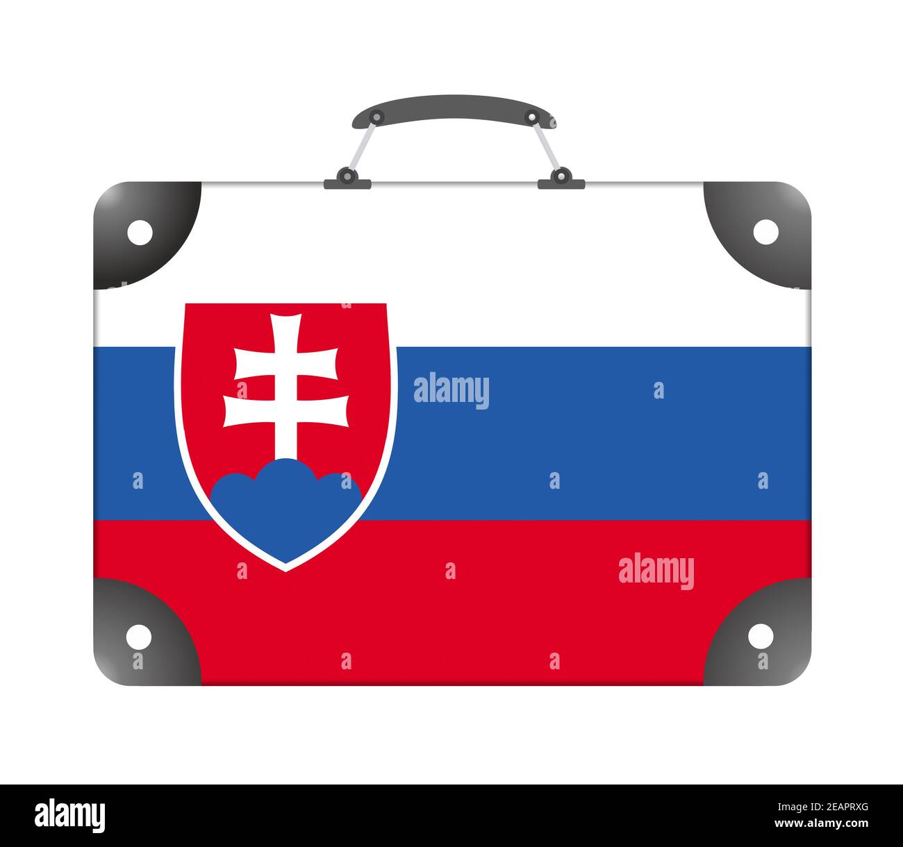 Slovakia Flagge in Form eines Reisekoffers auf Ein weißer Hintergrund Stockfoto