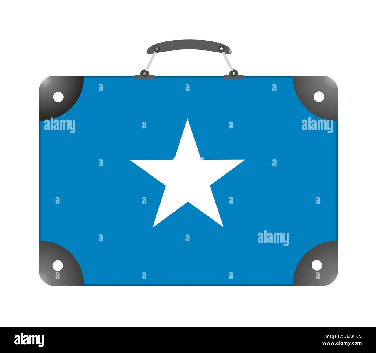 Somalia-Landesflagge in Form eines Reisekoffers Auf weißem Hintergrund Stockfoto