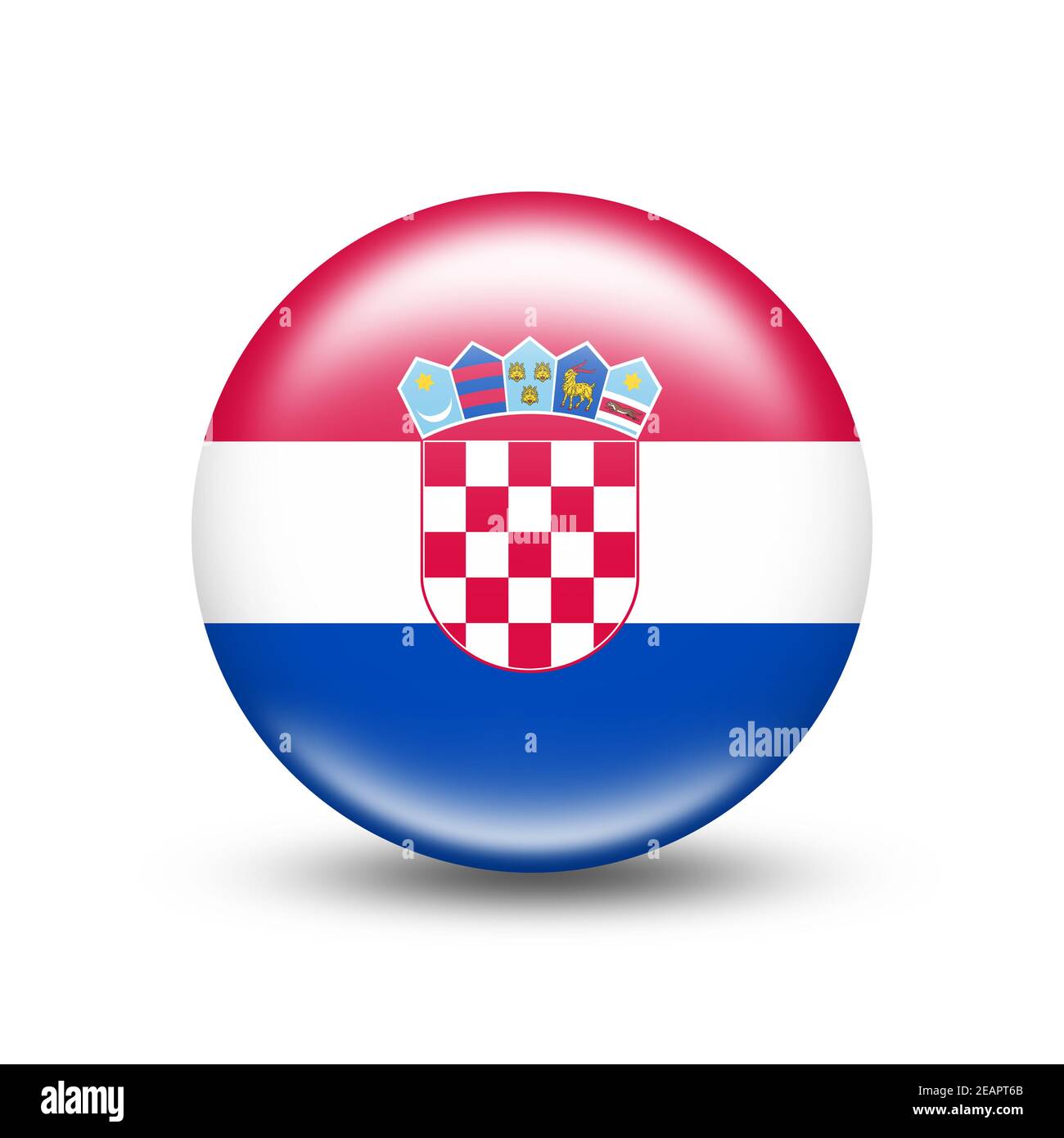 Kroatien Landesflagge in Kugel mit weißem Schatten Stockfoto