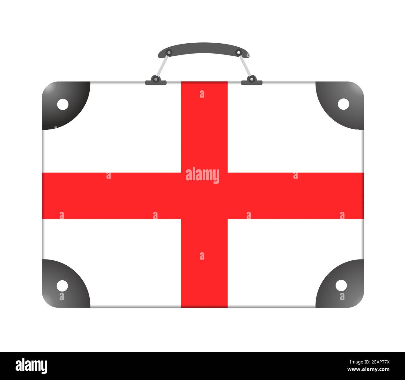 England Land Flagge in Form eines Reisekoffers Auf weißem Hintergrund Stockfoto