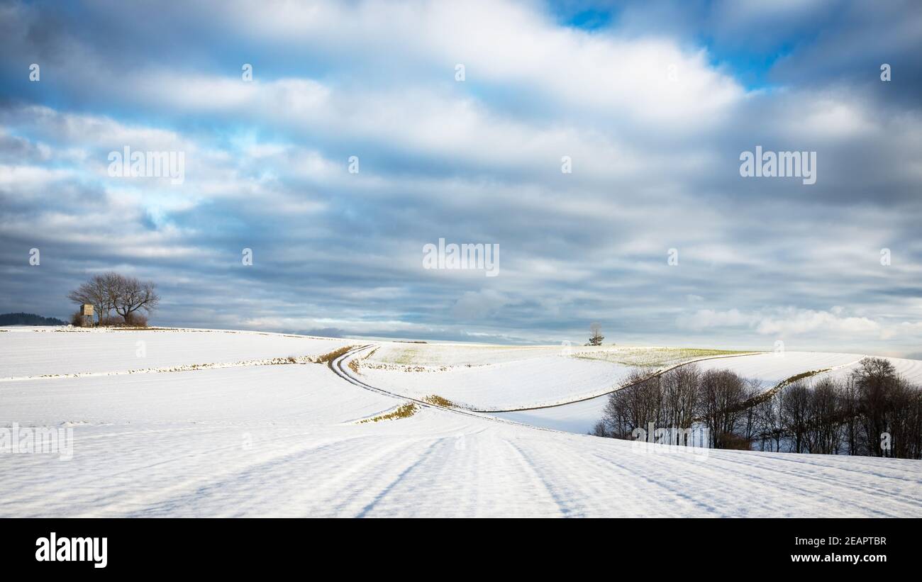 Winterlandschaft in der Nähe von Hochwolkersdorf Dorf in Niederösterreich Europa Stockfoto