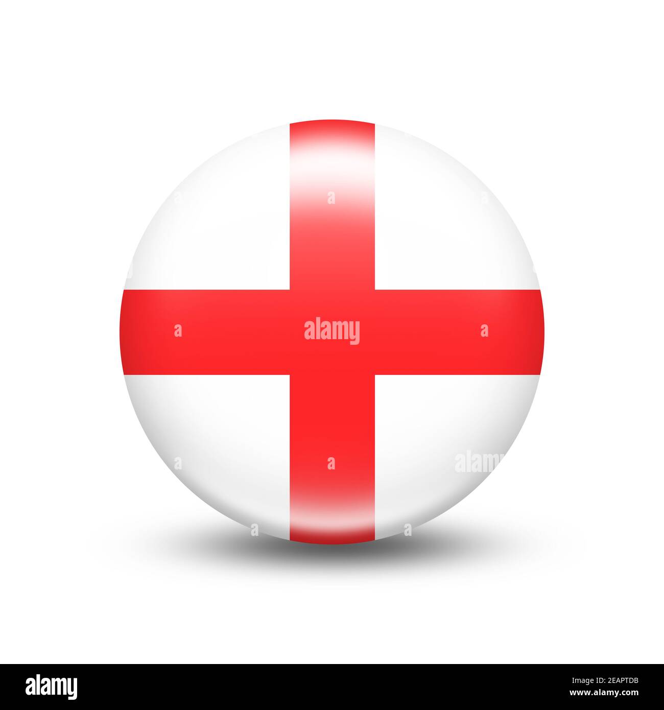 England Land Flagge in Kugel mit weißem Schatten Stockfoto