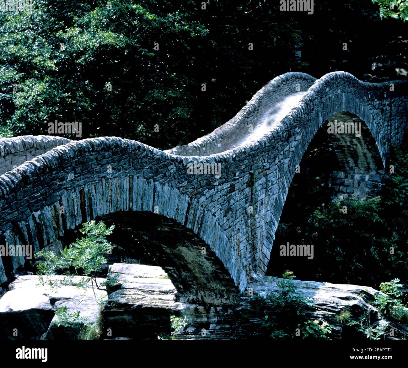 Bogenbrücke, Verzascatal Stockfoto