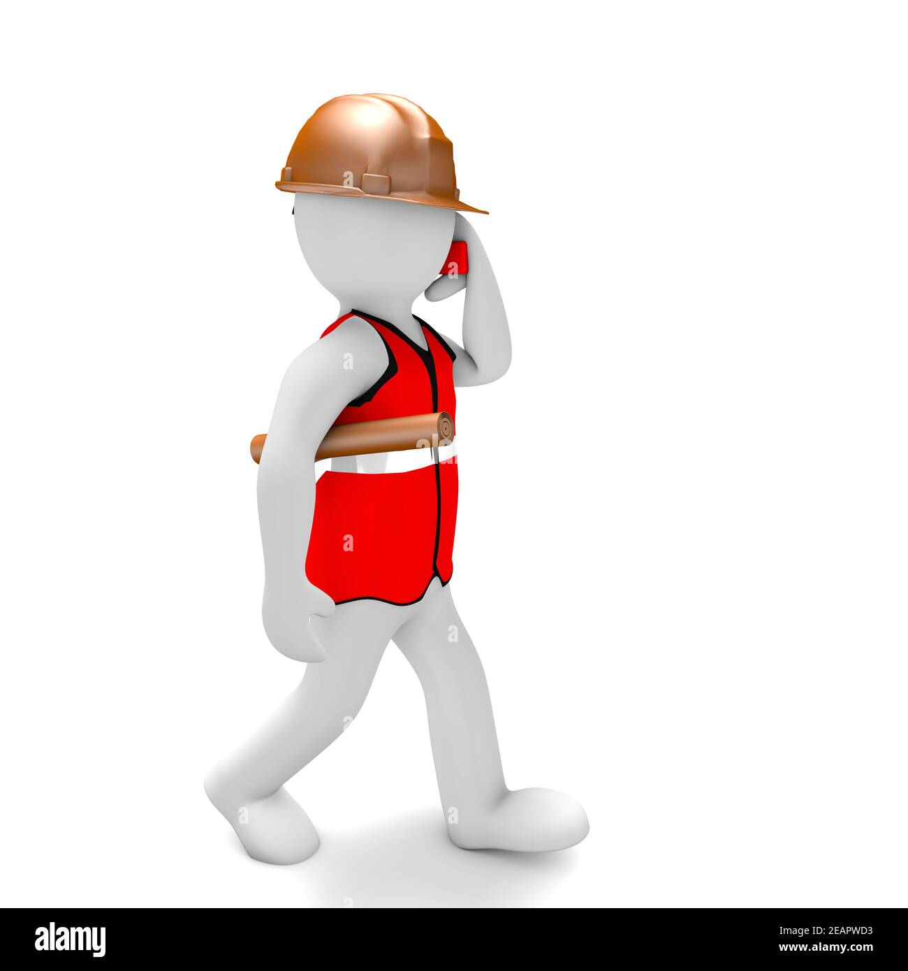 Kleiner Mann Kompilation auf einer Baustelle Stockfoto