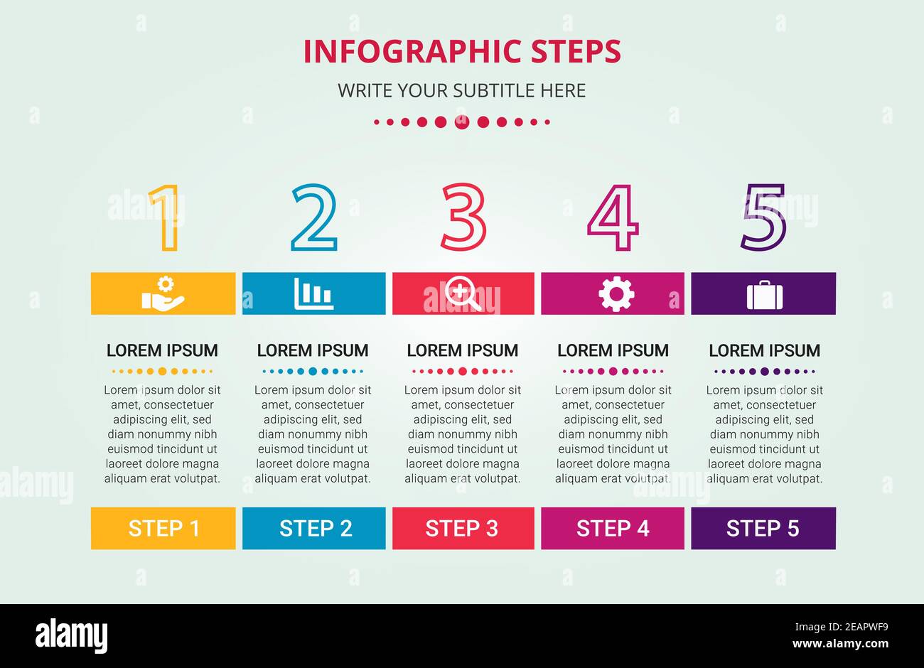 Elegante Infografik-Vorlage mit 5 Schritten Stock Vektor