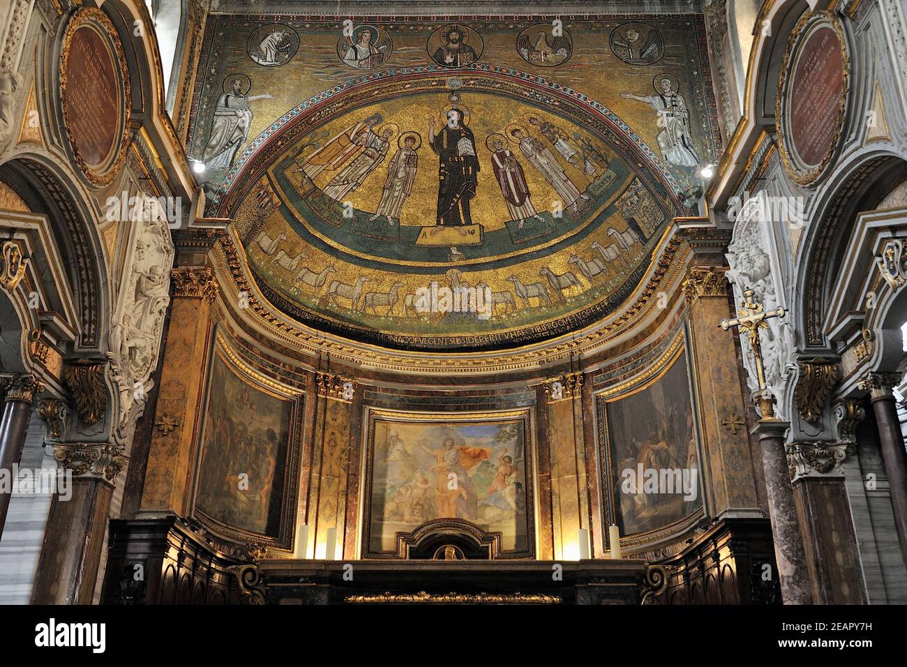 Italien, Rom, Basilika San Marco Evangelista, Mosaiken Stockfoto