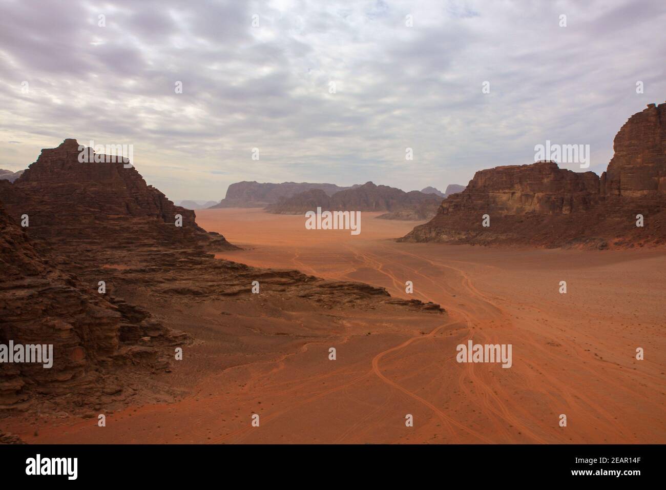 Die Wadi Rum Wüste von Jordanien Stockfoto