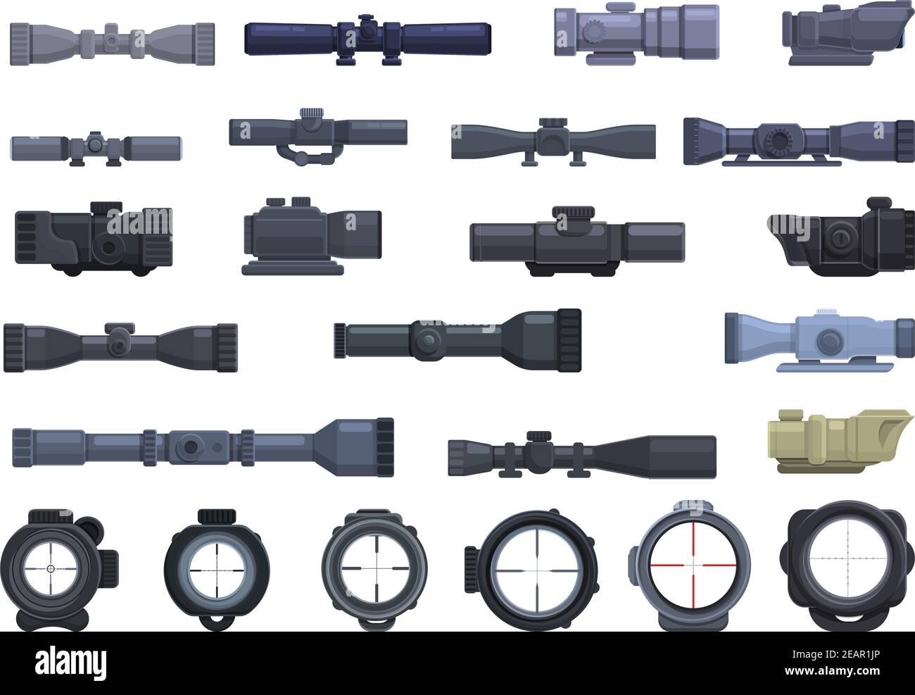 Symbole für teleskopische Sicht eingestellt. Cartoon Satz von Teleskop-Vektor-Symbole für Web-Design Stock Vektor