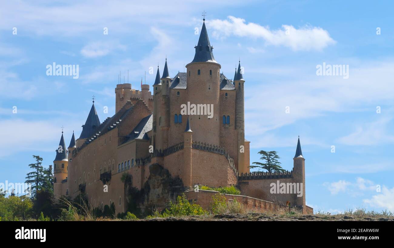 Die berühmten Alcazar von Segovia, Castilla y Leon, Spanien Stockfoto