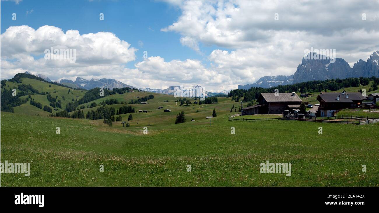 Plattkofels, Langkofel, Seiser, Alm, S Stockfoto