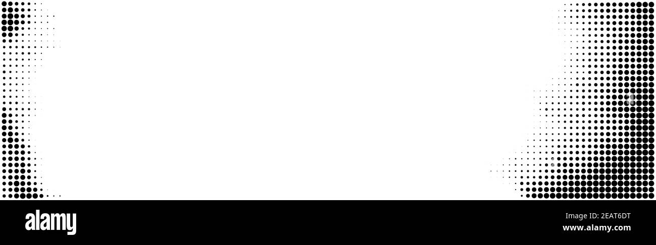 Viele schwarze Punkte auf einem weißen Hintergrund Panorama Stockfoto