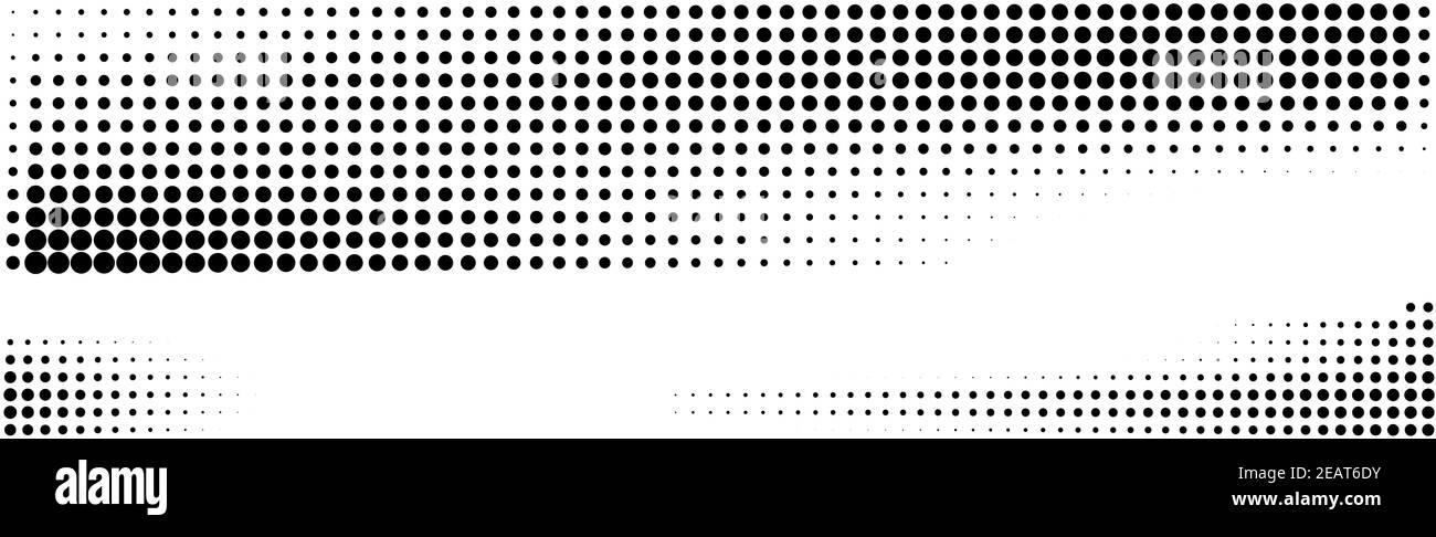 Viele schwarze Punkte auf einem weißen Hintergrund Panorama Stockfoto