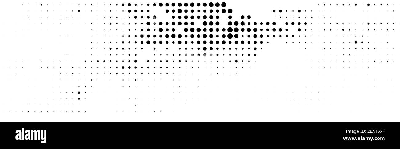 Viele schwarze Punkte auf einem weißen Hintergrund Panorama Stockfoto
