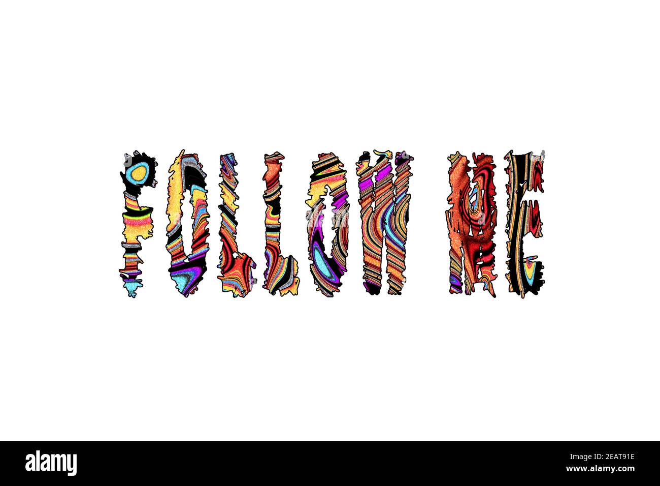 Follow me Word, Banner, Poster und Sticker, mit Beschneidungspfad Stockfoto