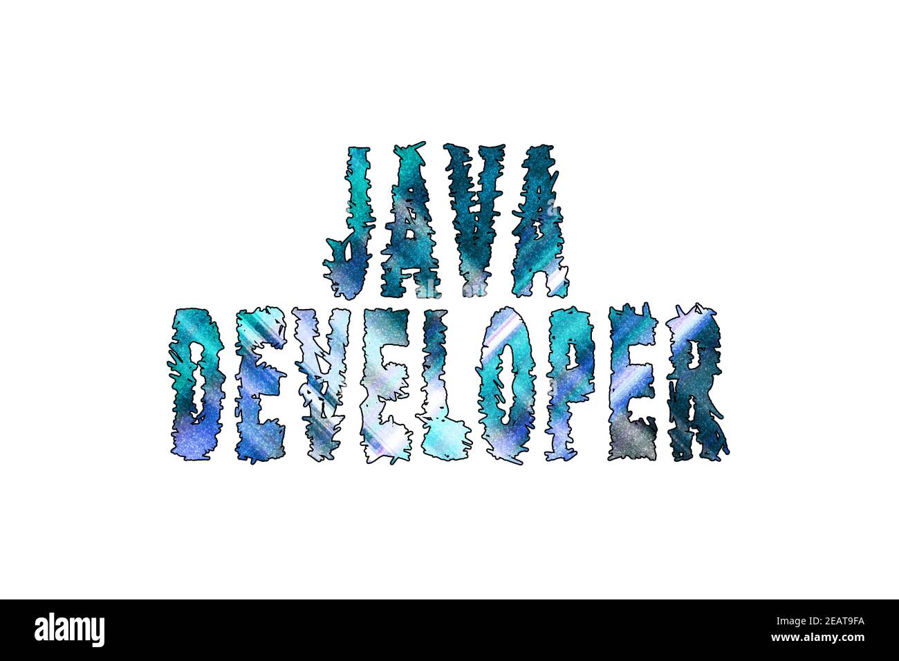 Java Developer, Banner, Poster und Sticker, mit Beschneidungspfad Stockfoto