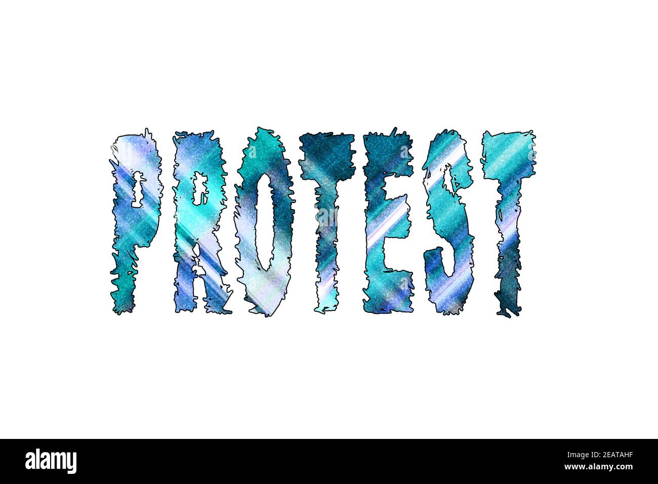 Protestwort, Banner, Poster und Sticker, mit Beschneidungspfad Stockfoto