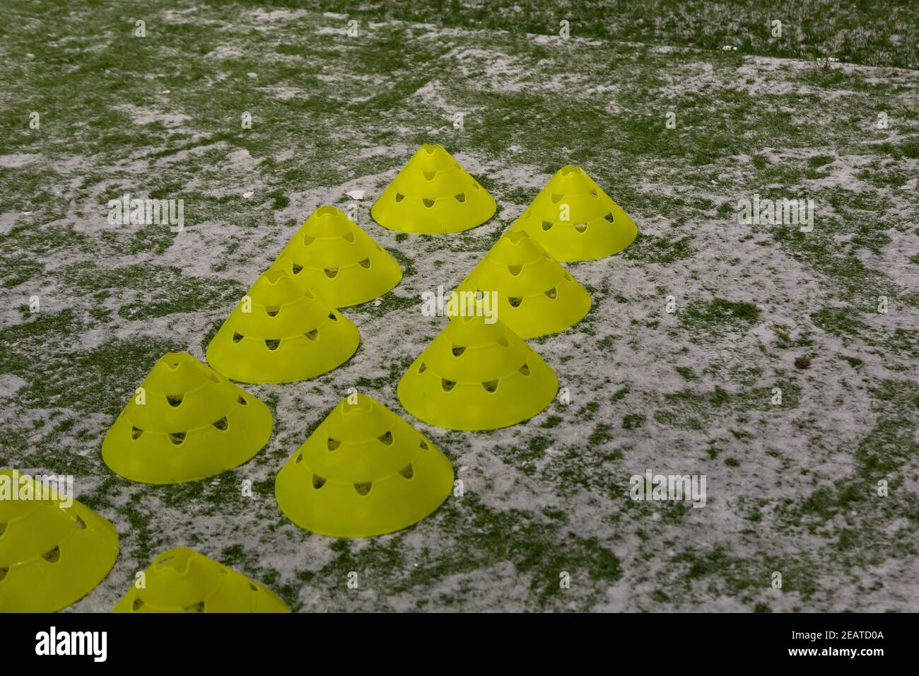 Solihull, West Midlands, 10th. Februar 2021. Das Womes Super League Spiel zwischen Birmingham Rivalen Birmingham City FC und Aston Villa im Solihull Moors Ground in Solihull wurde wegen eines gefrorenen Platzes verschoben. Kredit: Peter Lopeman/Alamy Live Nachrichten Stockfoto