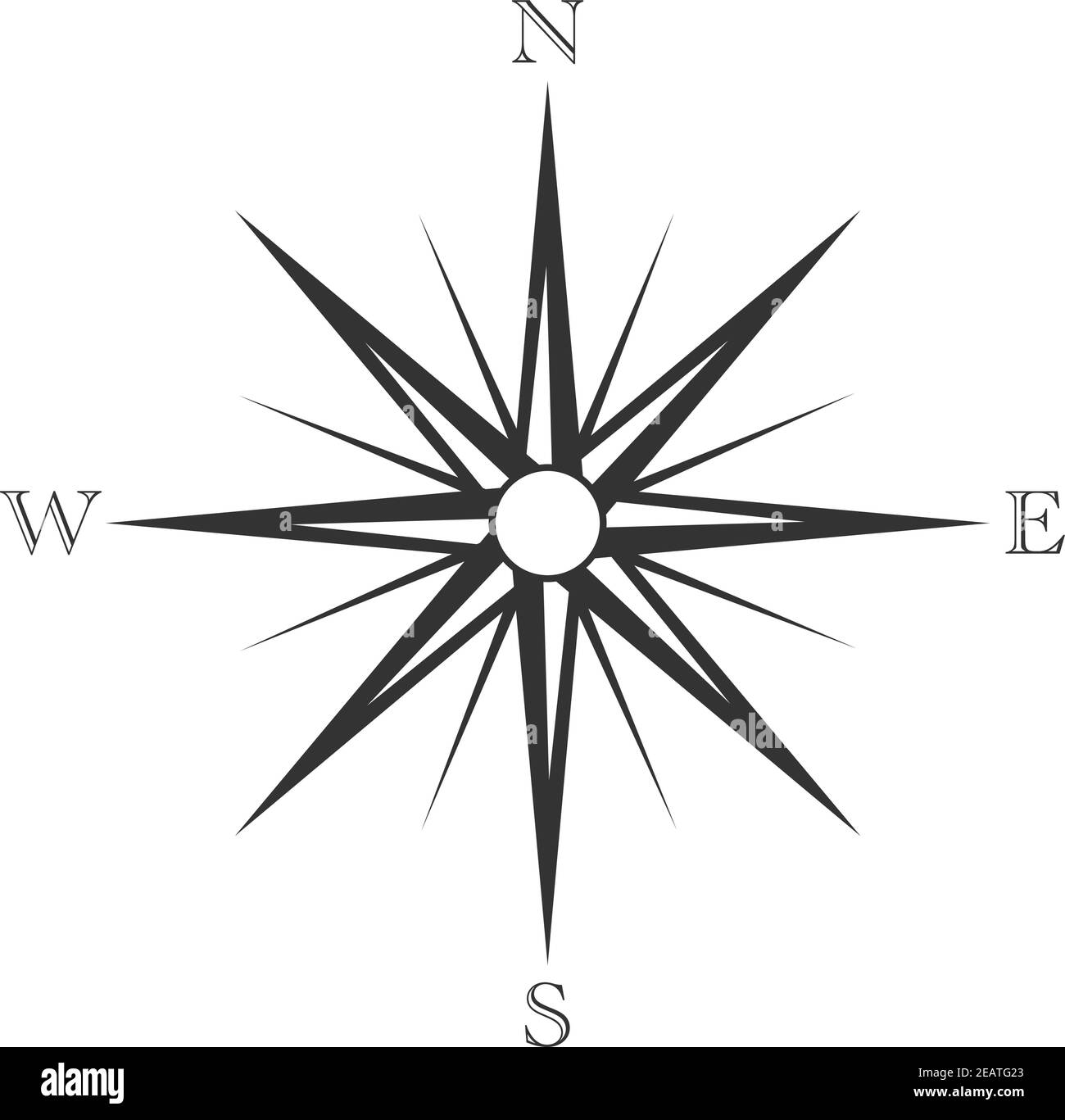 Klassische Retro-Windrose oder Kompass Symbol isoliert auf weiß vektorgrafik Stock Vektor