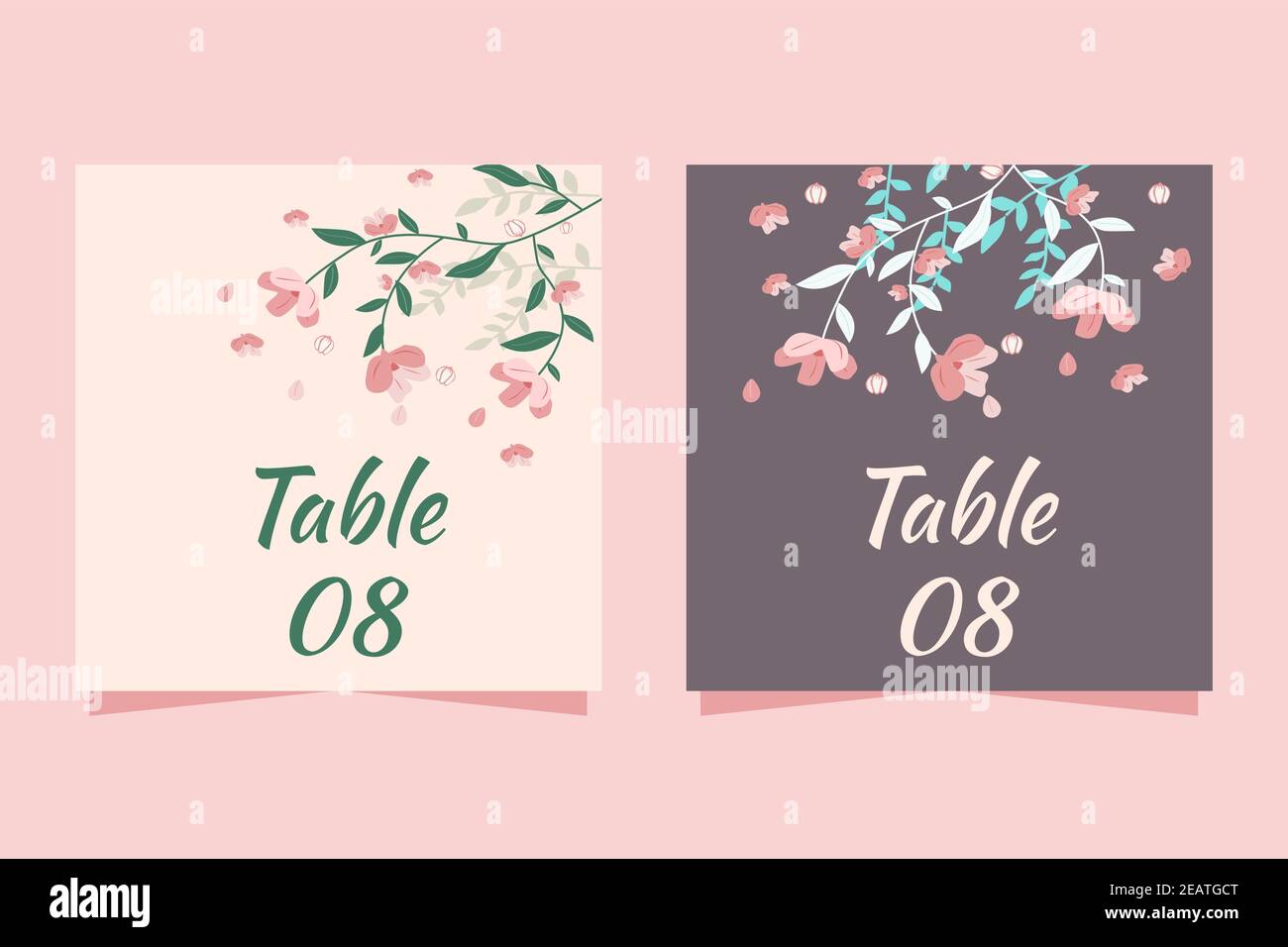 Hochzeit Tischnummer mit Blumen Stock Vektor