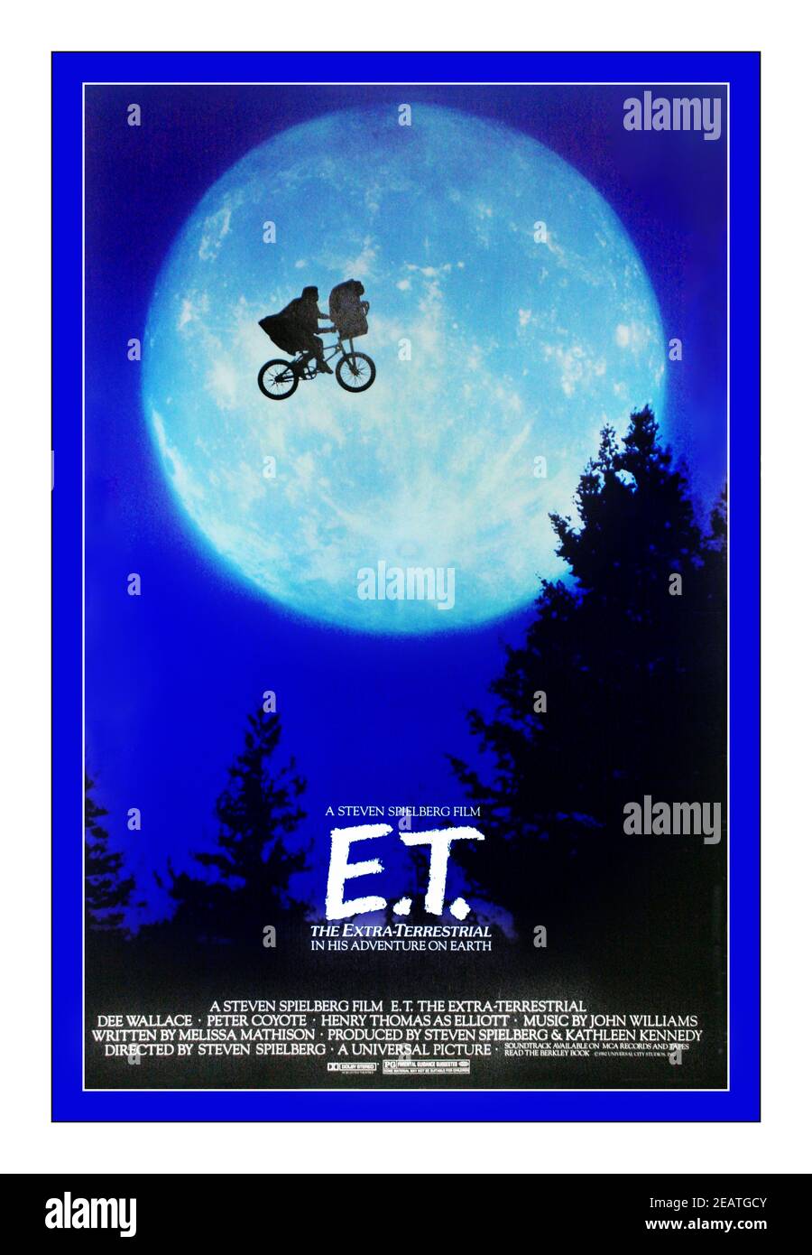 E.T. Filmplakat 1982 Science-Fiction Steven Spielberg Regisseur und Produzent. Universal Pictures Hollywood USA Stockfoto