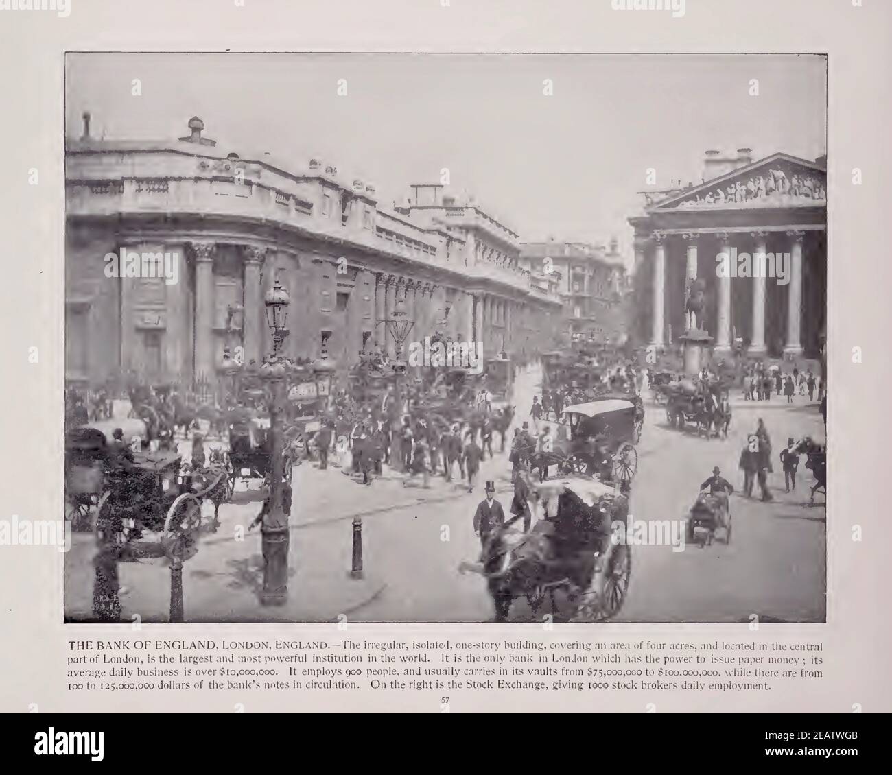 Vintage-Foto von 1892 der Bank of England in London Stockfoto