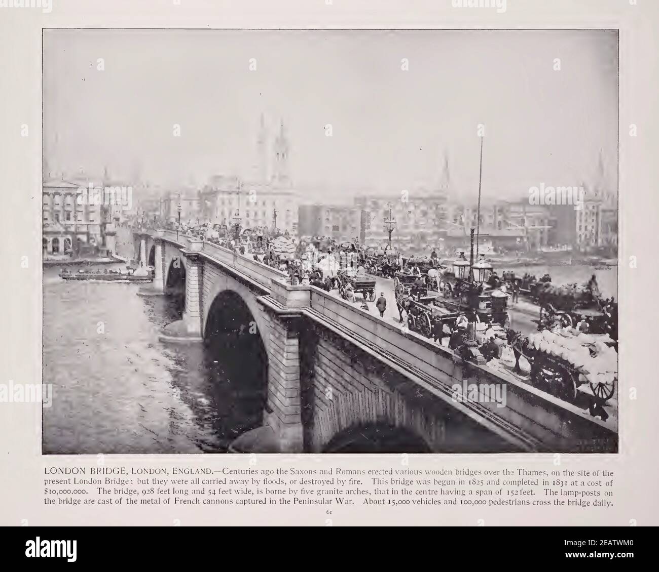 Vintage-Fotografie der London Bridge von 1892 Stockfoto