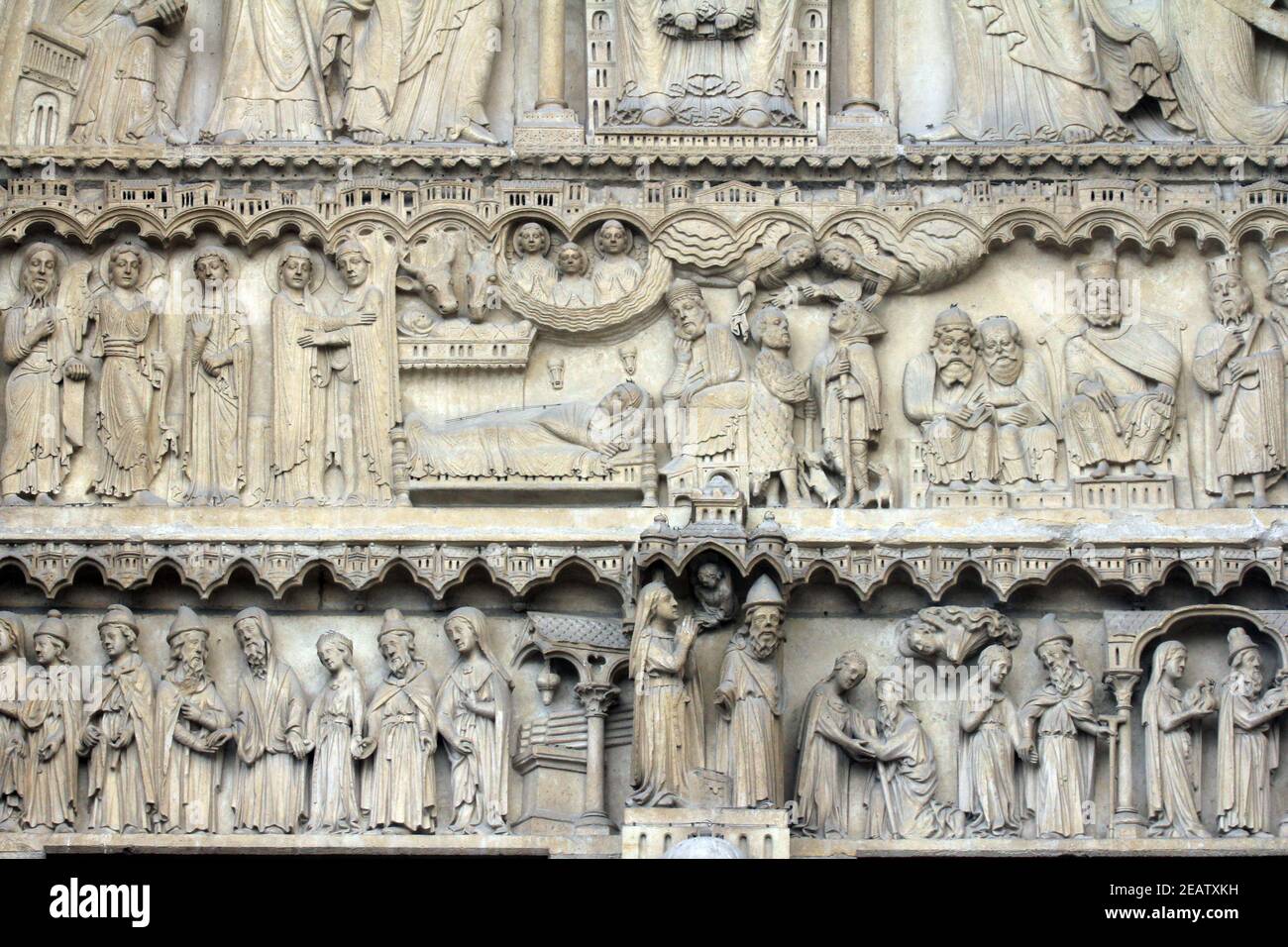 Kathedrale Notre-Dame, Paris, Portal von St. Anne Stockfoto