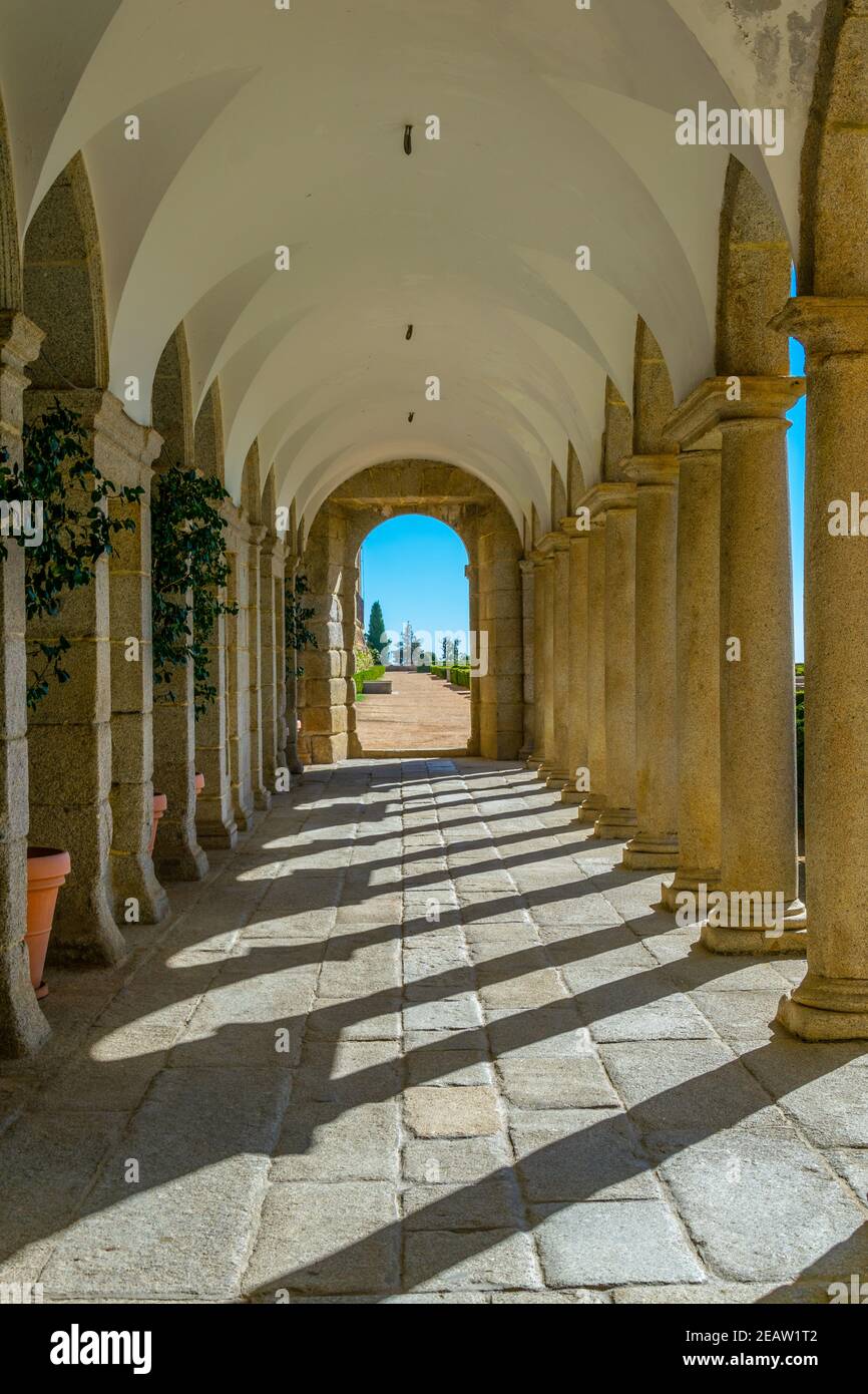 Korridor am Königlichen Sitz von San Lorenzo de El Escorial in der Nähe von Madrid, Spanien Stockfoto