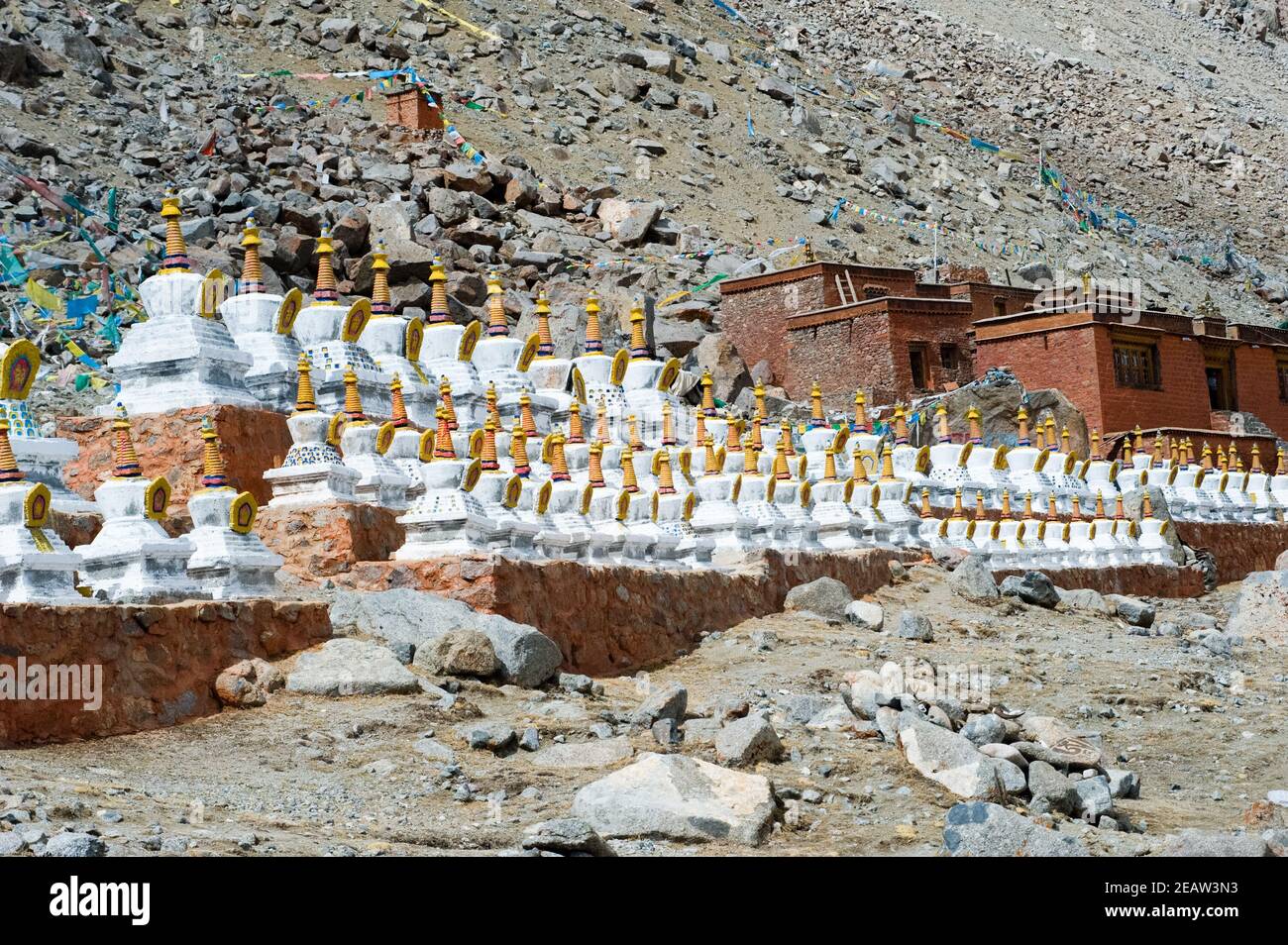 Buddhistische religiöse Gebäude. Tibet, Himalaya. Stockfoto
