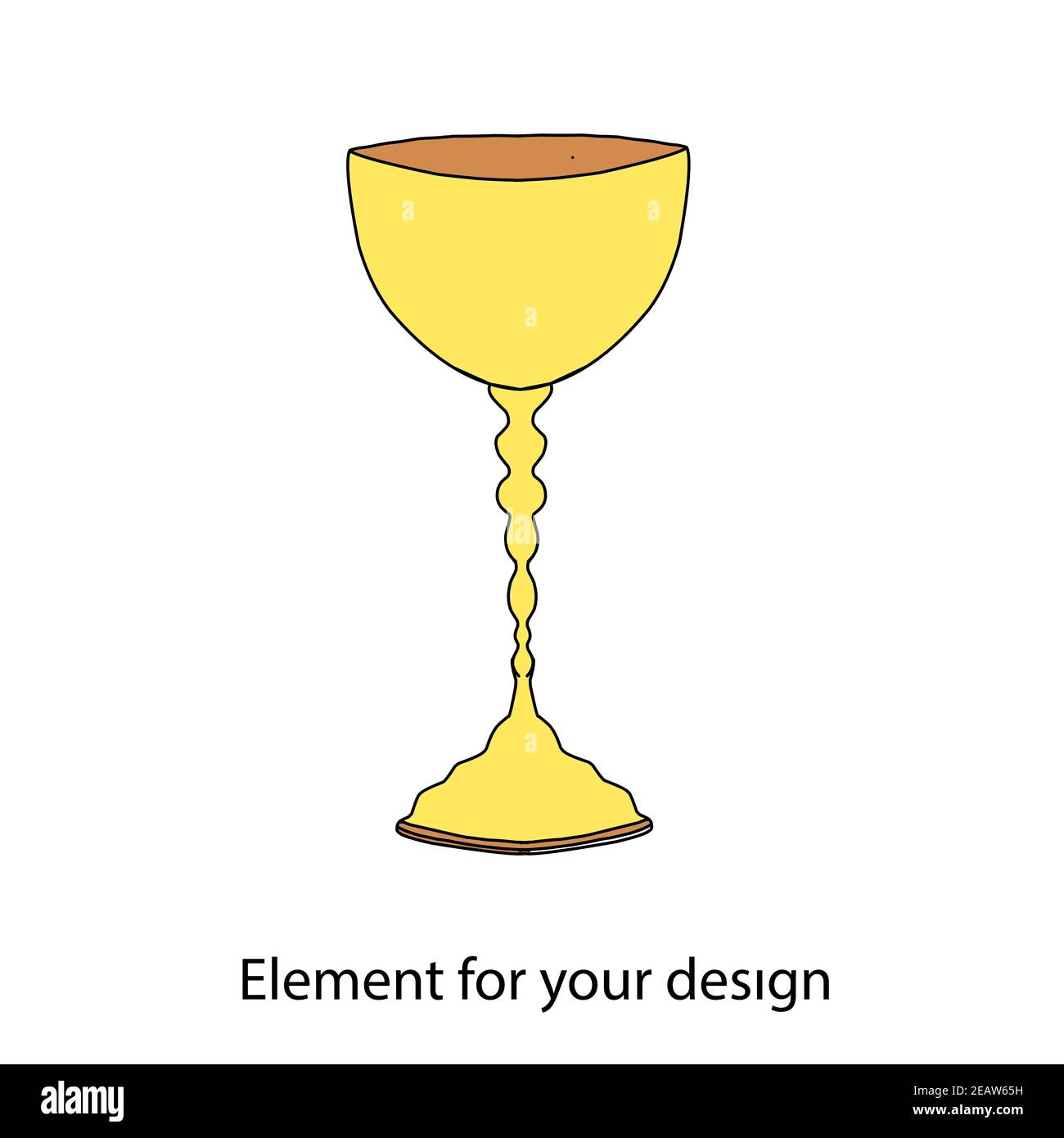 Goldkelch für Wein. Schüssel auf einem hohen Bein. Abbildung. Stockfoto