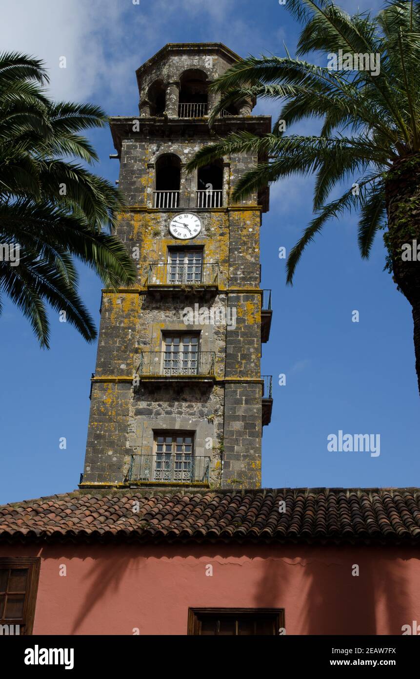 Turm der Kirche Nuestra Senora de La Concepcion. Stockfoto