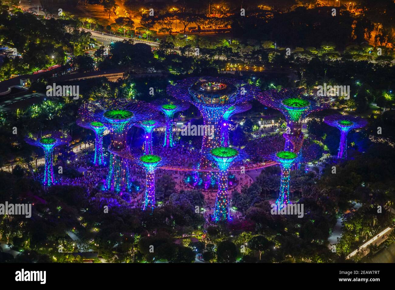 Marina Bay Sands Nachtansicht vom Observatorium (Singapur) Stockfoto