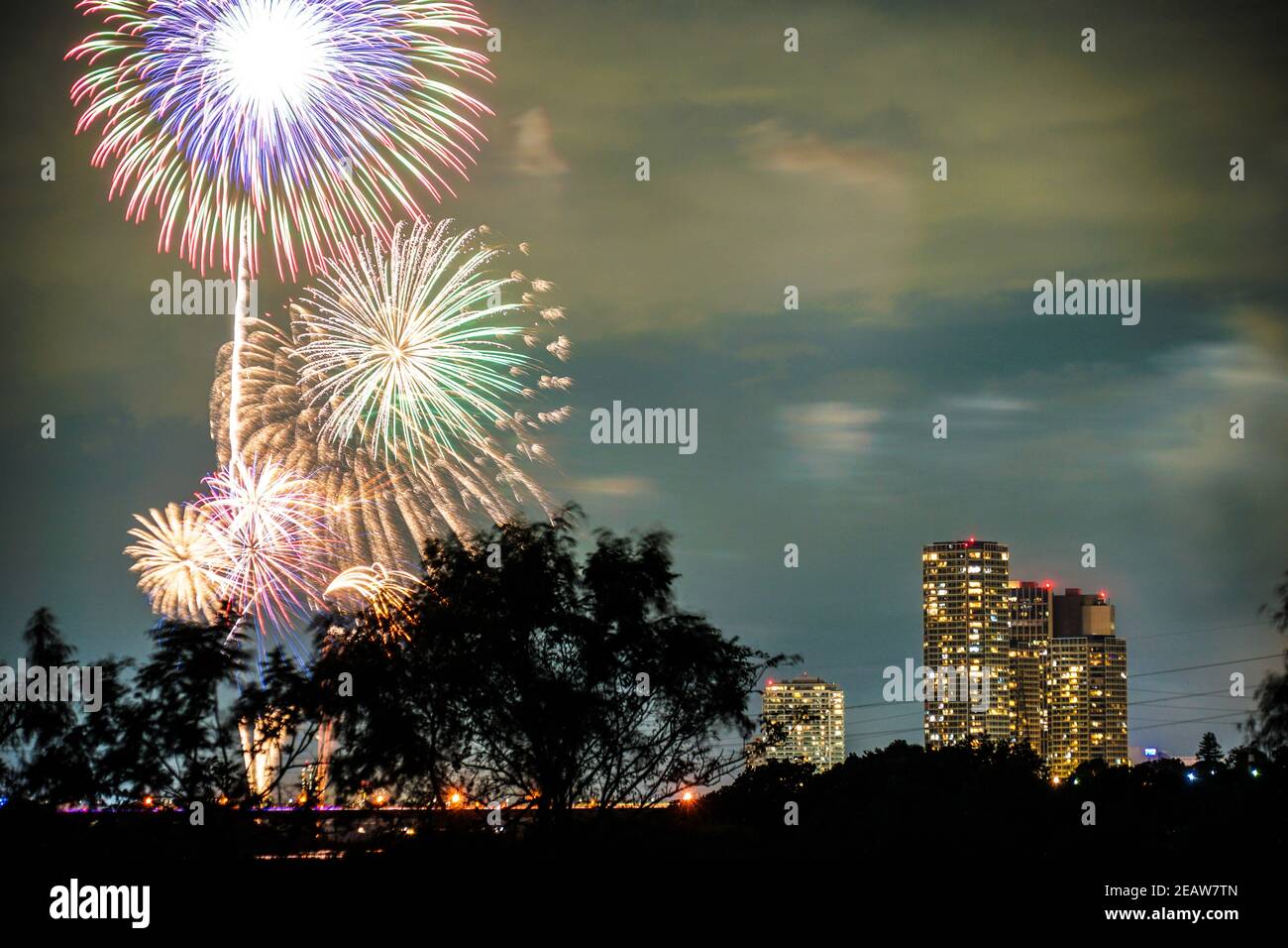 Setagaya-ku, Feuerwerk am Tama River (2019) Stockfoto