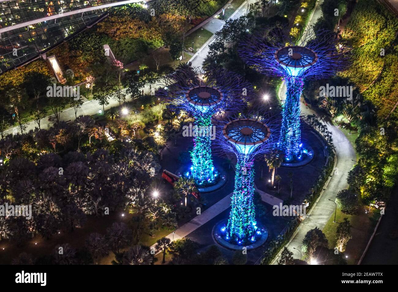 Marina Bay Sands Nachtansicht vom Observatorium (Singapur) Stockfoto