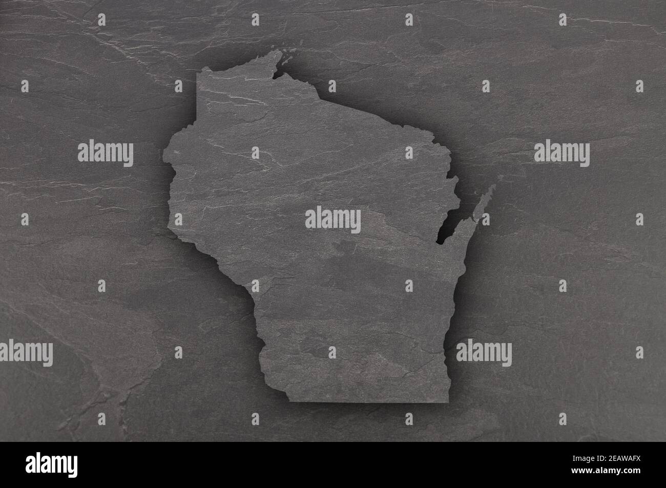 Karte von Wisconsin auf dunklem Schiefer Stockfoto