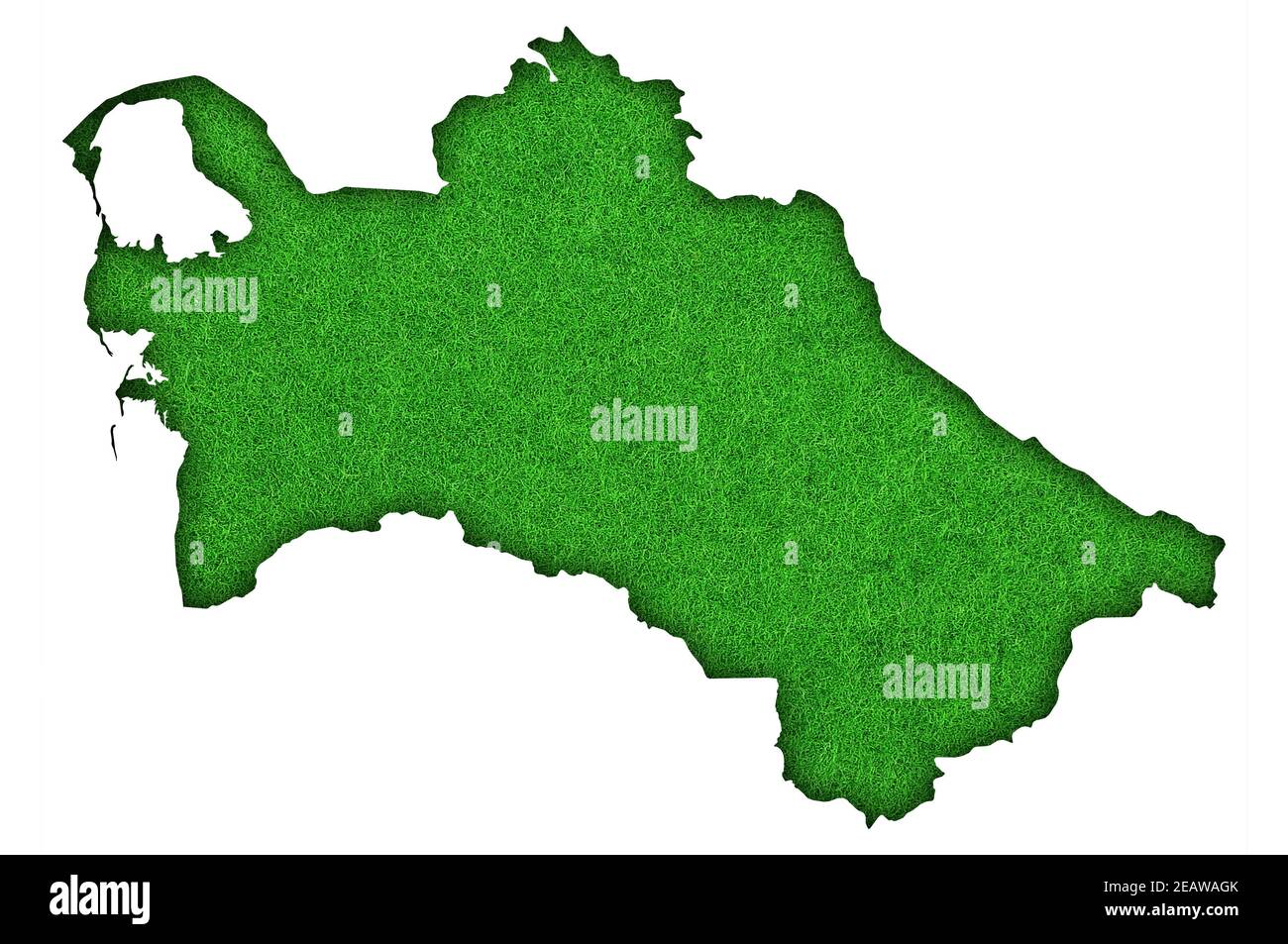 Karte von Turkmenistan auf grünem Filz Stockfoto