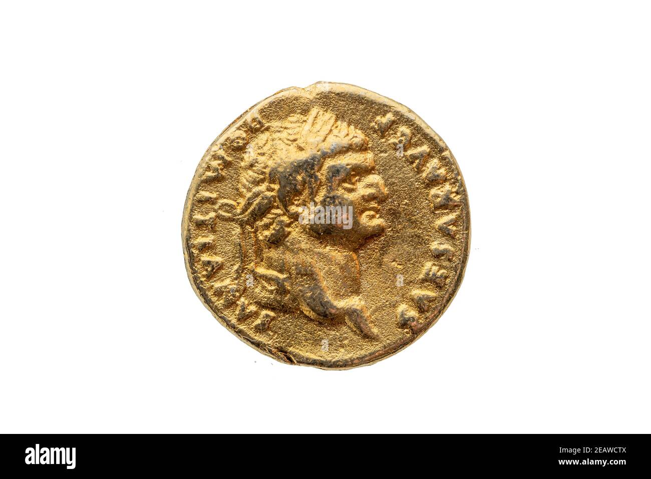 Römische Gold Aureus Münze Vorderseite des römischen Kaisers Domitian  Stockfotografie - Alamy