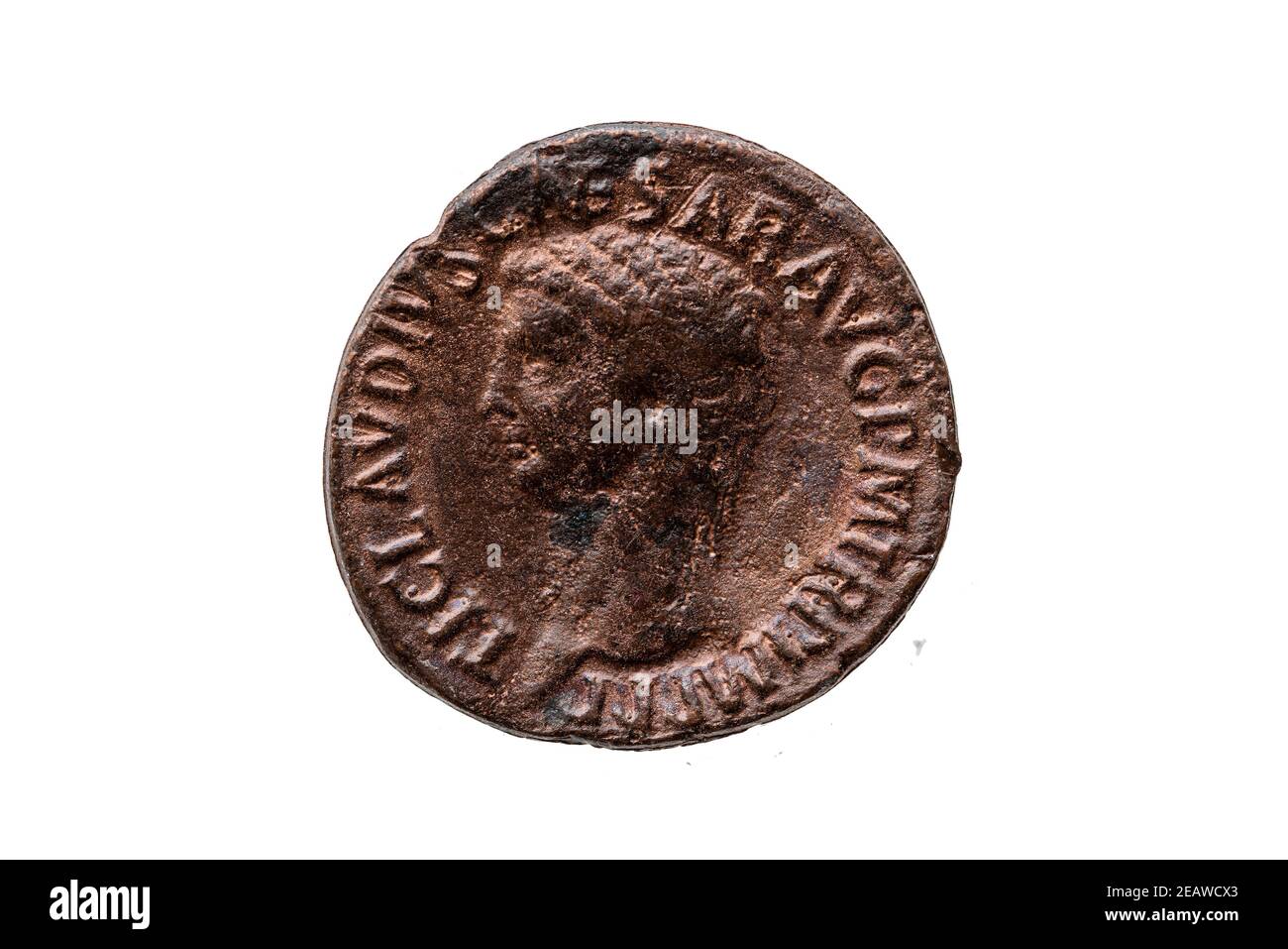 Roman als Münze des römischen Kaisers Claudius Stockfoto